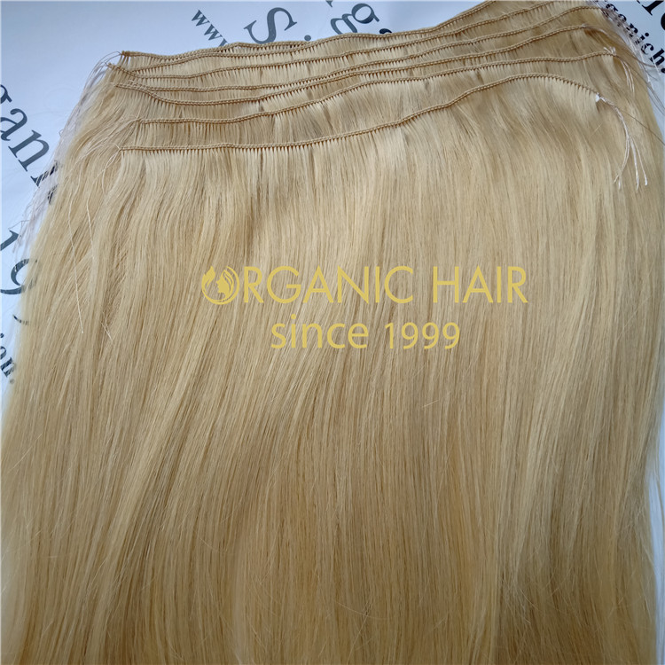 Exquisite customized thin #613 color human hair hand tied weft A76